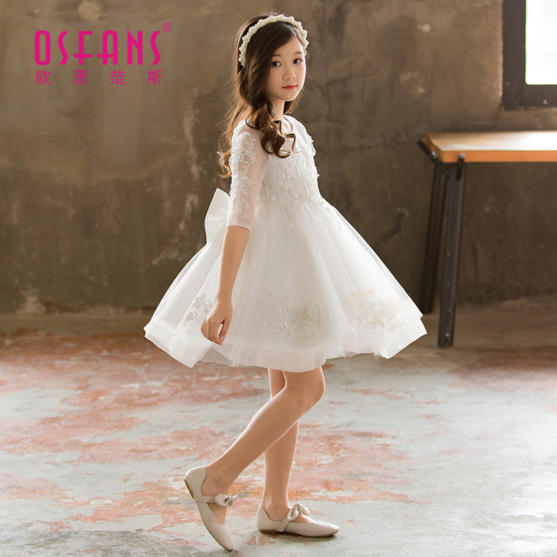 纱裙女童礼服花童白纱裙幼儿园毕业典礼演出服蓬蓬儿童儿童礼服