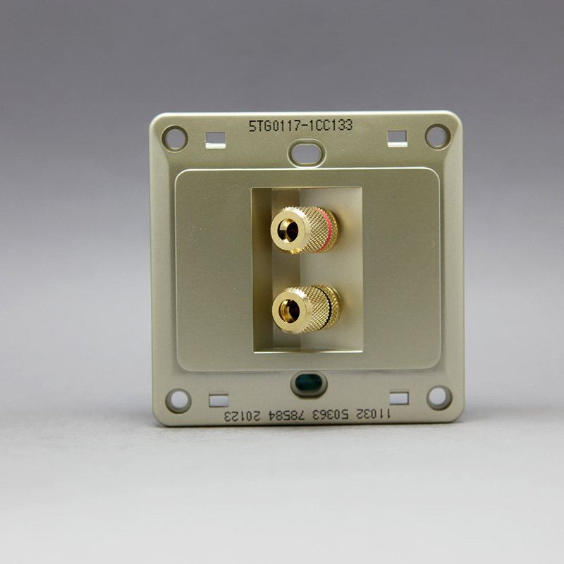 西门子二位音响插座面板 远景金棕86型音频音箱接口暗装插座