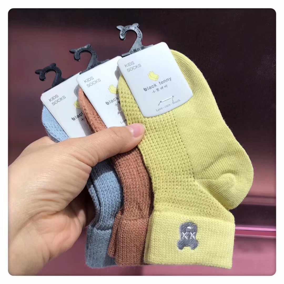 款式小黑托昵春夏薄款网眼眼儿童袜无骨纯棉短袜儿童袜子016岁