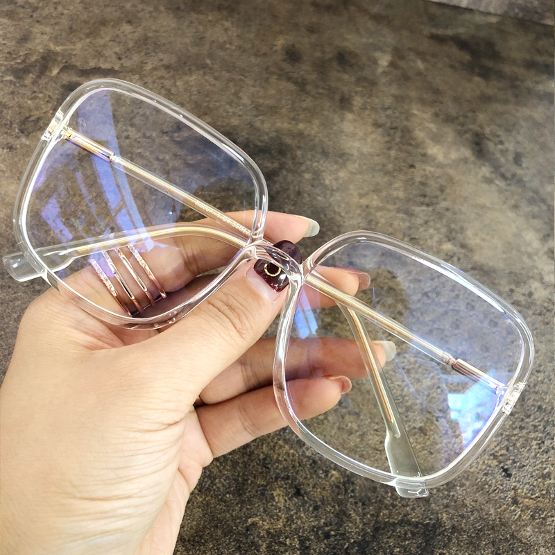 抖音小红超轻透明素颜大框眼镜框女方方形眼镜防蓝光镜