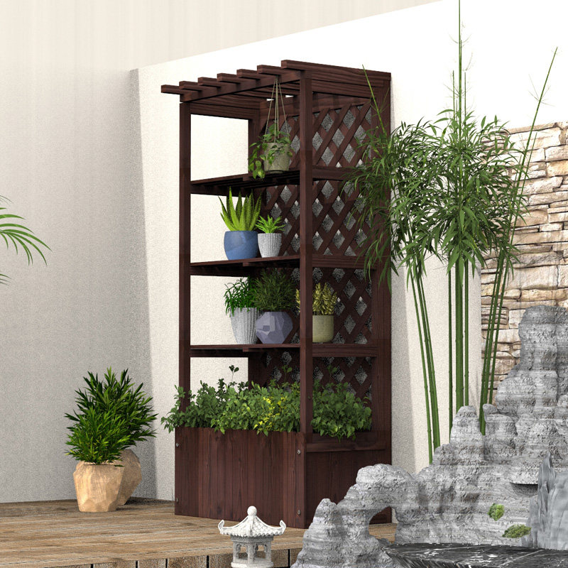 花架置物架阳台落地式爬藤藤架防腐木质实木攀爬花架