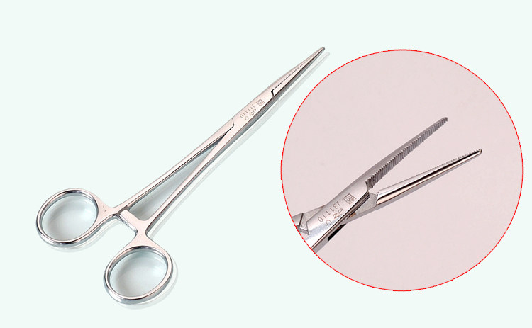 上海金钟止血钳不锈钢持针器直弯头手术血管海绵止血钳