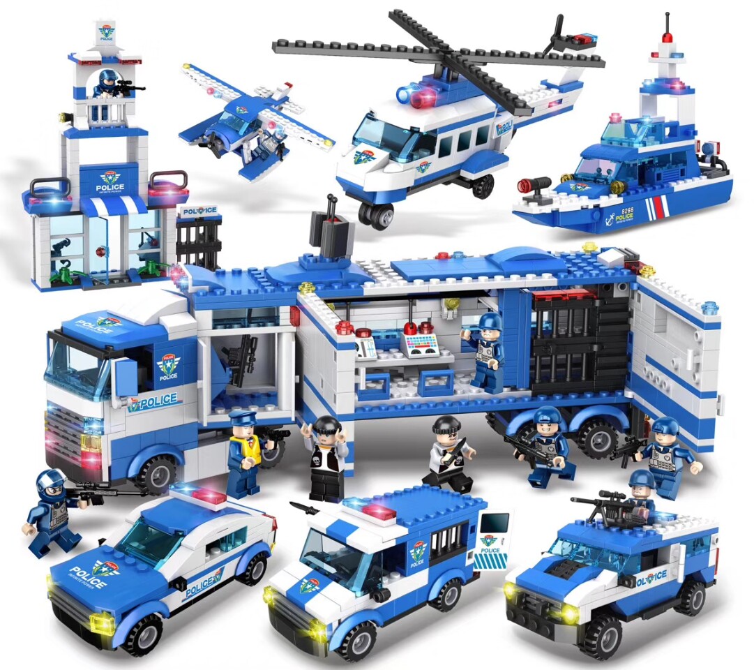 乐高积木男孩子城市系列警察小颗颗粒警车特警塑料积木