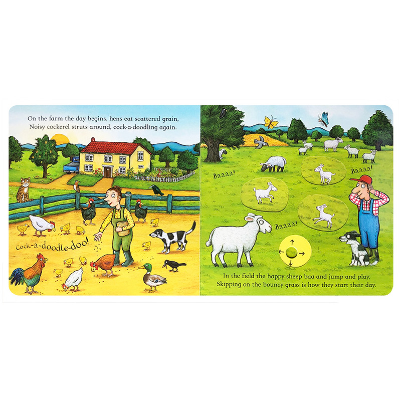 英文原版 on the farm在农场 绘本纸板书儿童幼儿互动推拉操作活动