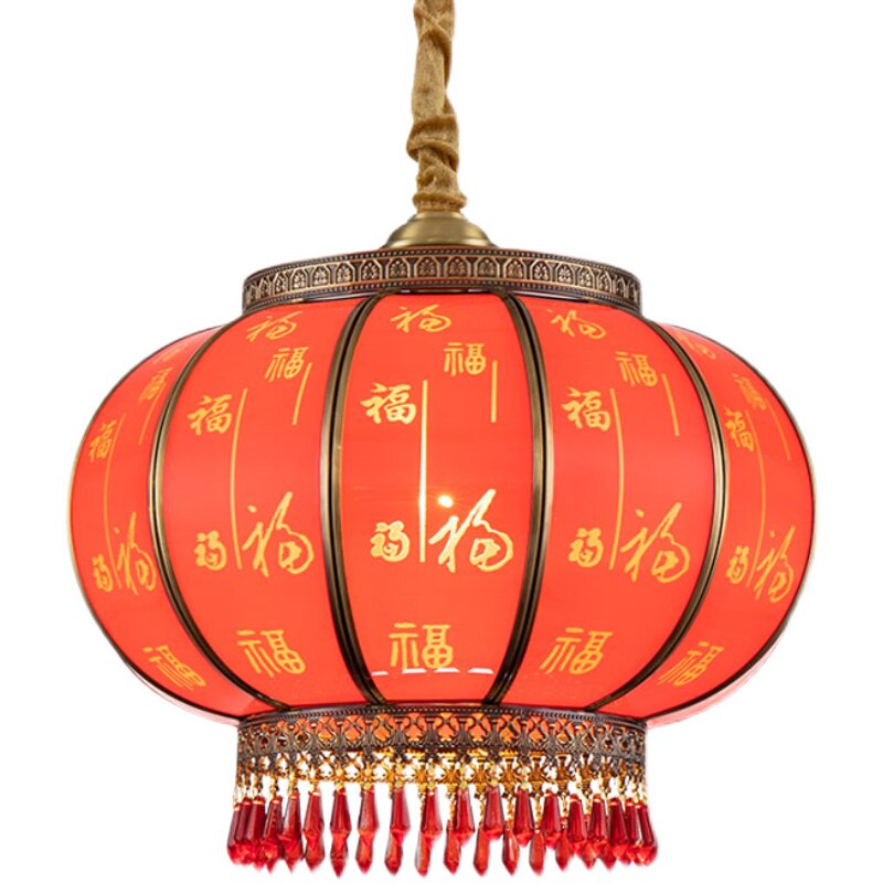 新年别墅大门全铜红灯红灯笼笼中国风中式吊灯灯笼