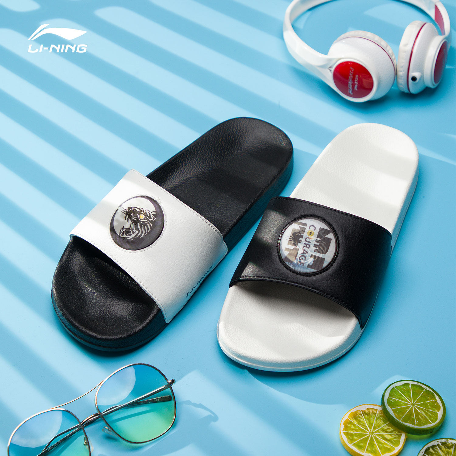 拖鞋中国李宁男鞋时尚潮流鸳鸯情侣户外防水室内运动拖鞋
