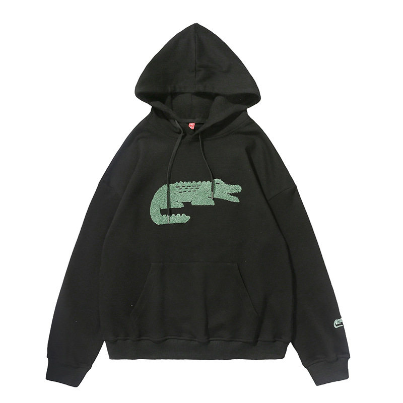 潮牌宽松情侣连帽卫衣男女鳄鱼卡通帽衫落肩卫衣