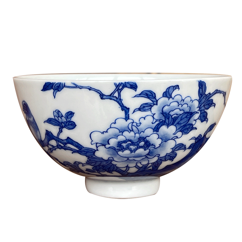 烟波景德镇春风祥玉邹俊窑八字青花山石牡丹牡丹花茶杯