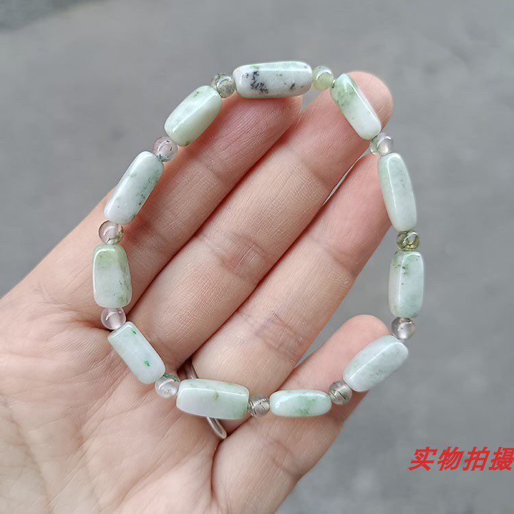 南阳独山玉冰透水水绿白独玉手链手串珠子男女手饰