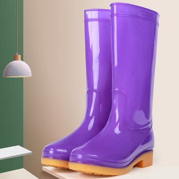 High tube rain plus velvet cotton rain boots rain boots waterproof shoe bucket rubber shoes overshoes water boots for women adult kitchen to keep warm in winter