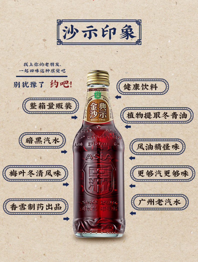 亚洲金典沙示汽水碳酸饮料怀旧广州可乐325mlx12碳酸饮料