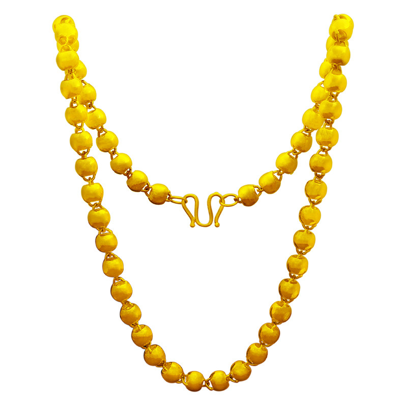 黄金圆珠项链男粗实心光面空心佛珠情侣沙金项链