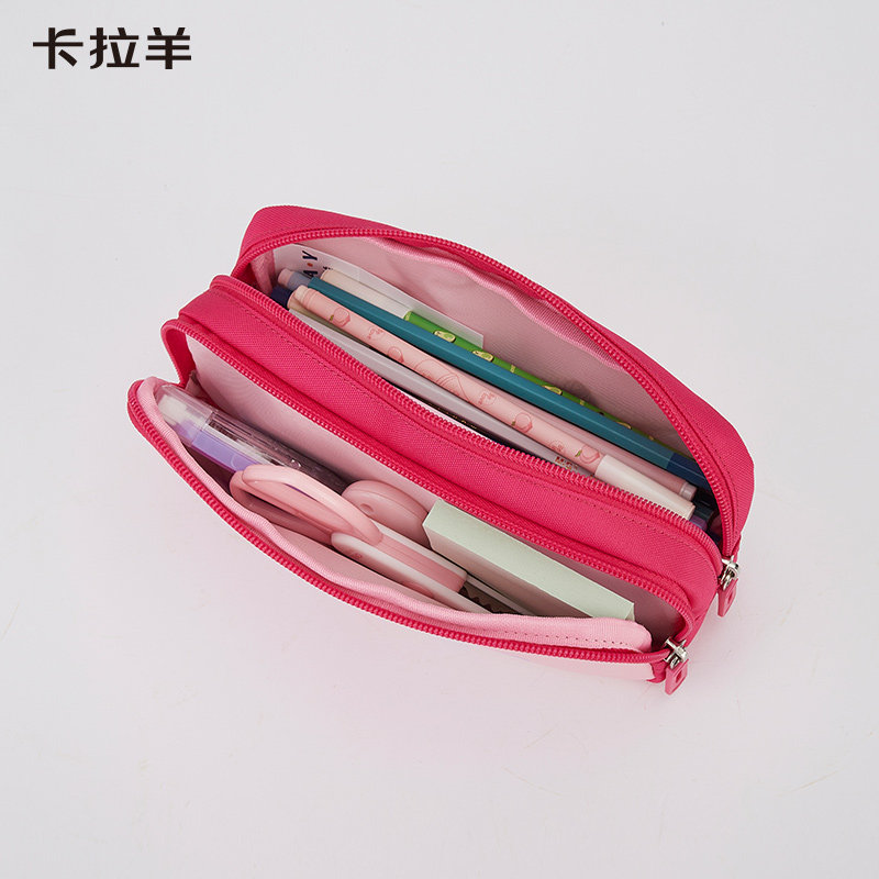 卡拉羊大容大容量量多隔层笔袋女抑菌耐用铅笔盒可爱双肩背包