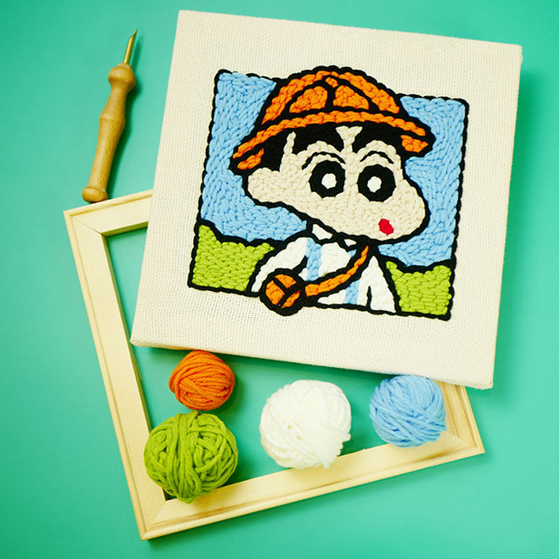 俄罗斯戳戳绣蜡笔小新手工绣礼物diy材料包套装 墩绣刺绣毛线秀