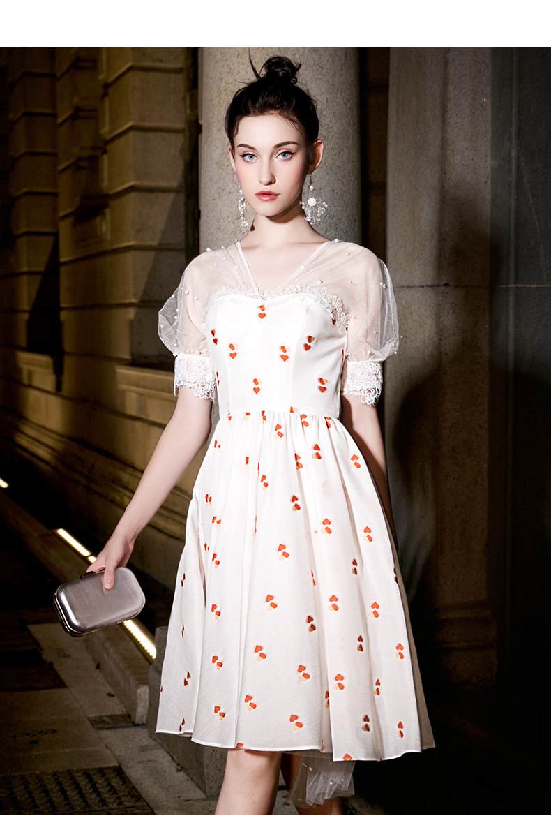 礼服裙女宴会日常约会白色气质公主连衣裙平时礼服