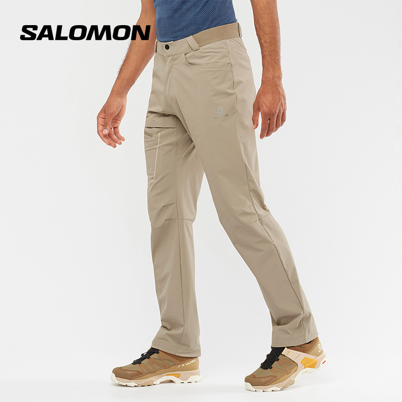 salomon萨洛蒙男款多功能徒步长裤户外运动裤蓝黑卡其防水登山裤