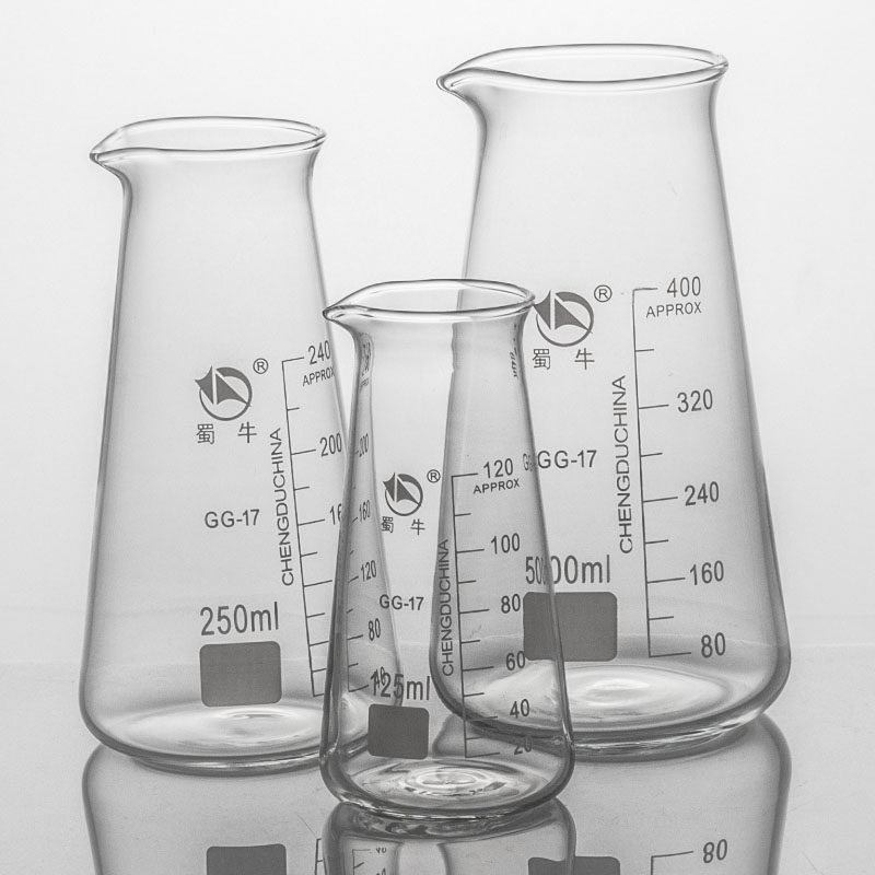蜀牛三角锥形烧杯125ml费氏牛奶咖啡玻璃杯实验室烧杯