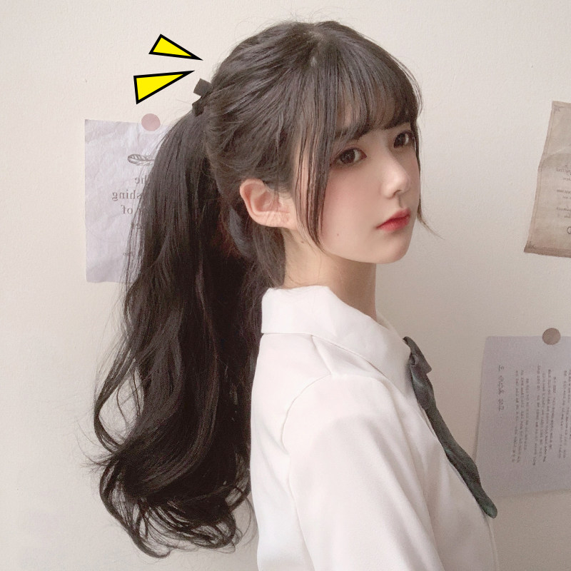 ベ鬼鬼家゛韩式微慵懒可爱马尾假发绑带式长马尾
