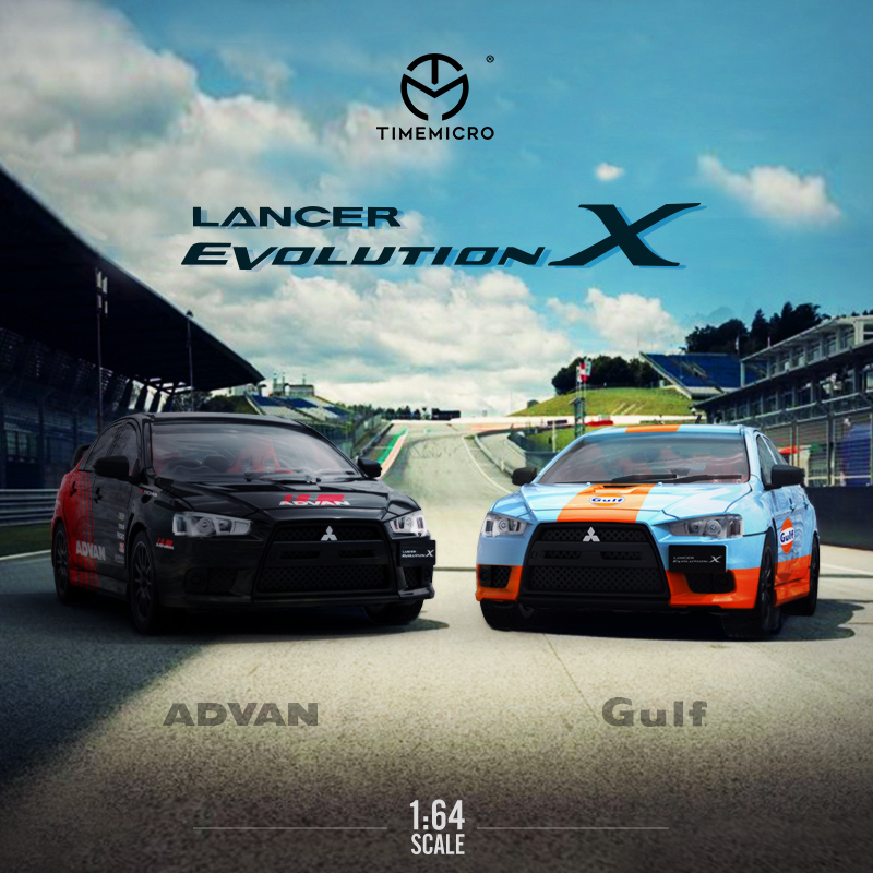 timemicro三菱evo十代advangulf海湾石油仿真合金火车