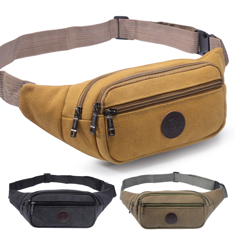 腰包男女士帆布多功能耐磨斜挎户外轻便大容量生意收银包干活工地