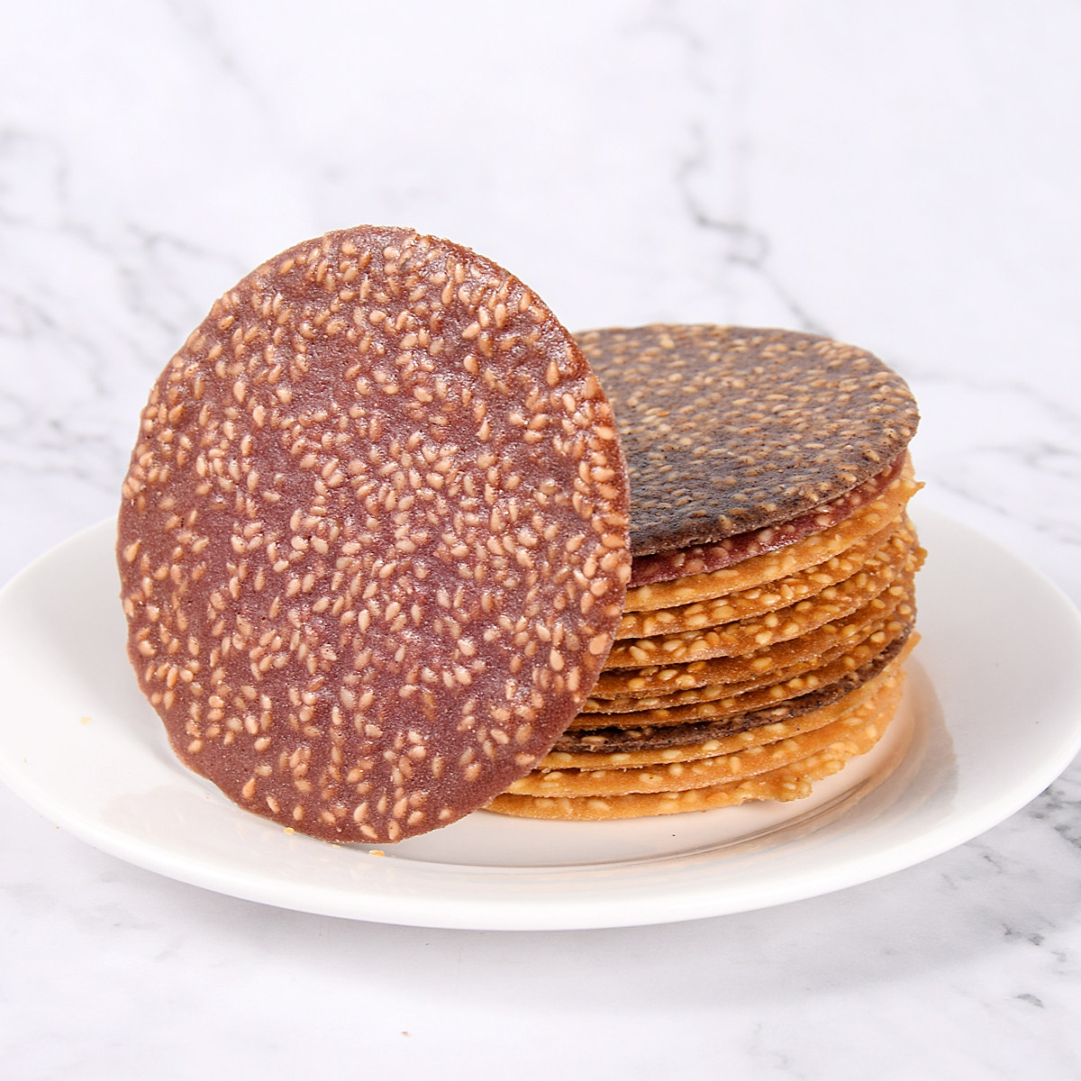 芝麻鹏丰手工烤片铁棍山药煎饼酥脆紫薯黑米薄脆饼干