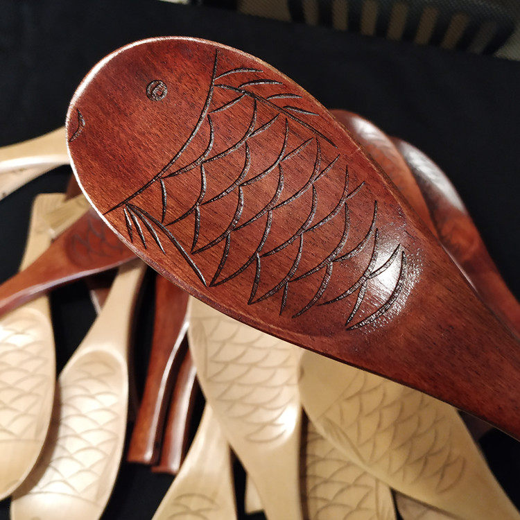 木质鱼勺 米饭勺 电饭锅大米铲 创意木头鱼形饭瓢 家用盛饭 包邮