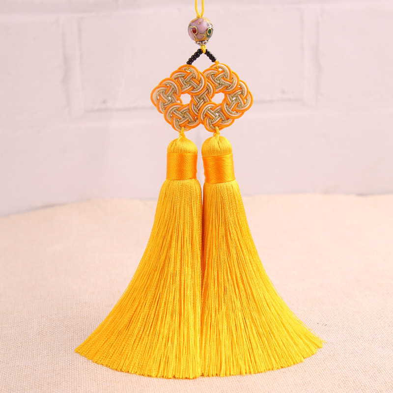 手工金钱中国结真丝人造丝双流流苏穗子古风挂件线