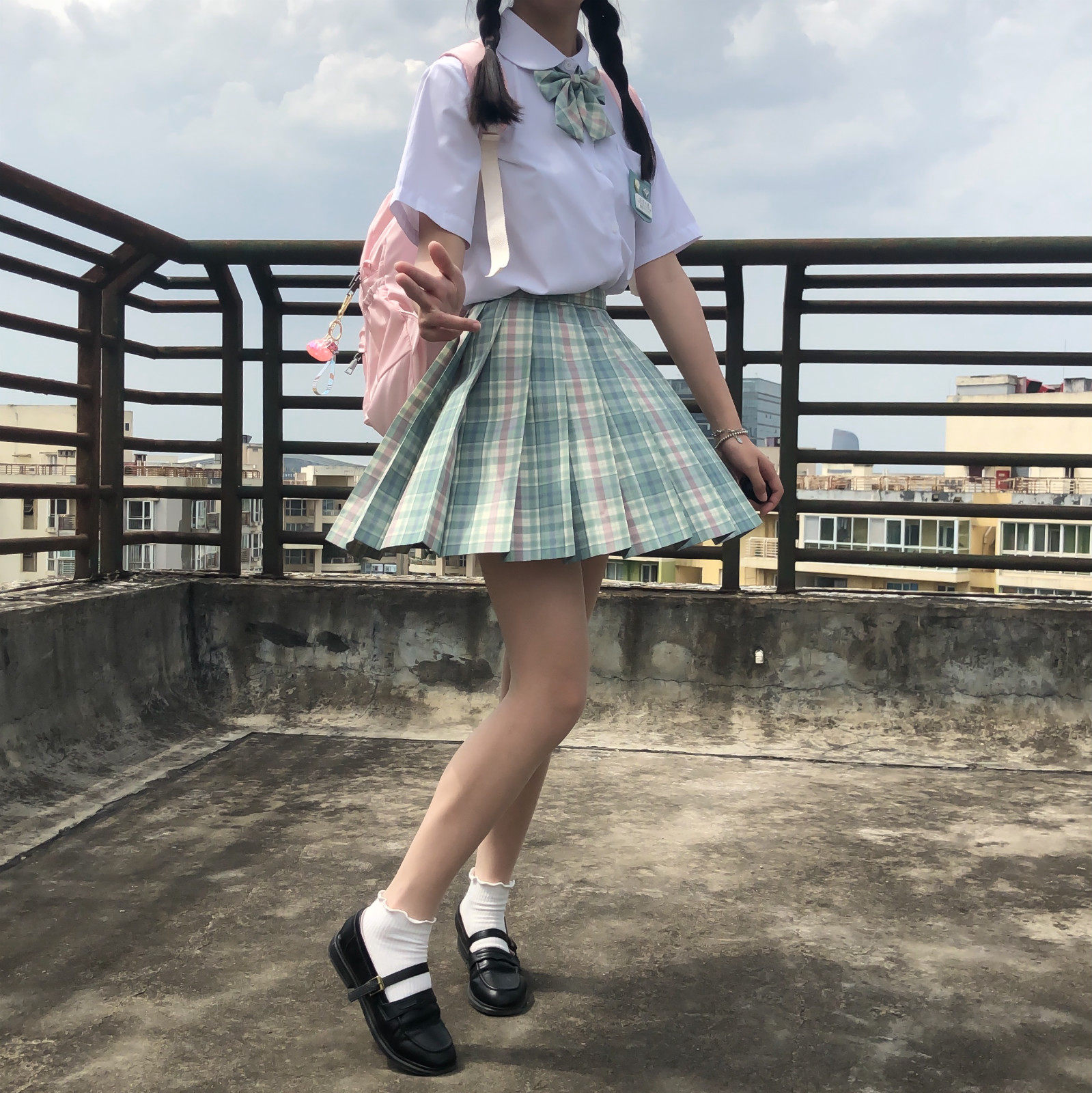 jk格裙现货原创正版绿格校供短裙海屿猫jkjk