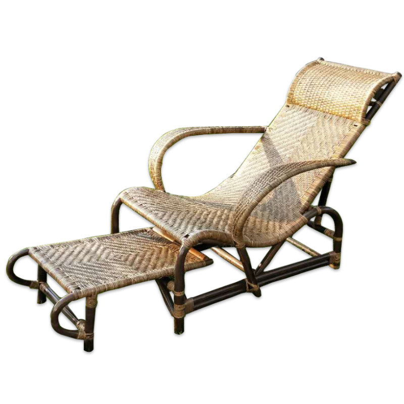 万和藤艺葛优躺老式躺椅送长辈纯手工编织家用全藤真藤印尼竹藤椅