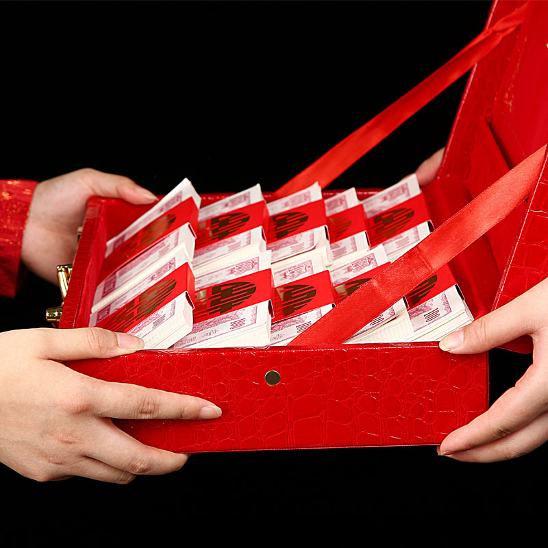 彩礼盒彩10万聘礼盒子用品提亲聘金放钱结婚红包