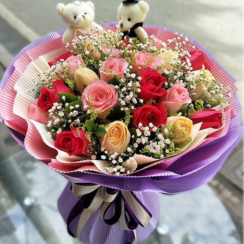 玫瑰花礼盒当地花店同城送花圣诞节鲜花速递生日异地鲜花速递(同城)