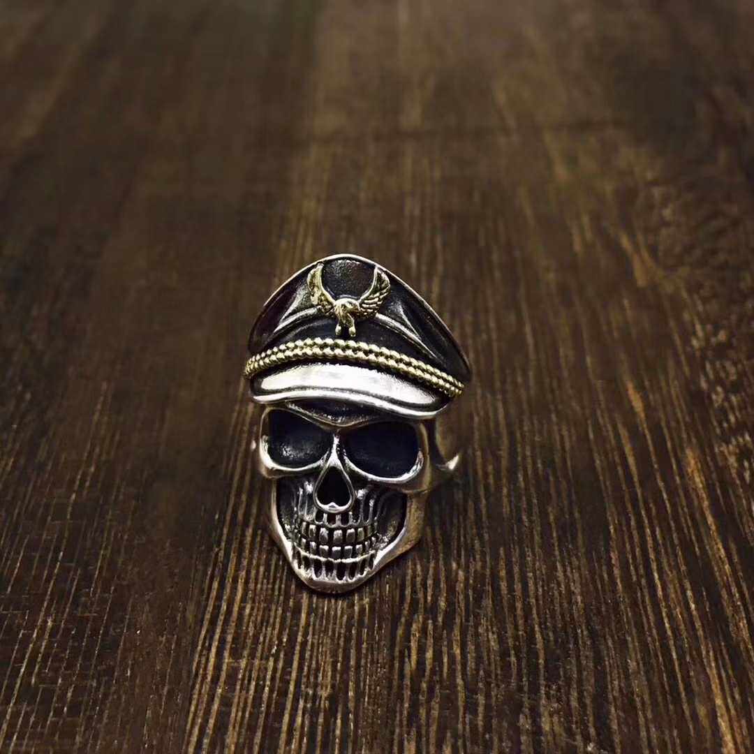 男士戒指纯银二战不死军团骷髅开口可爱指环戒指