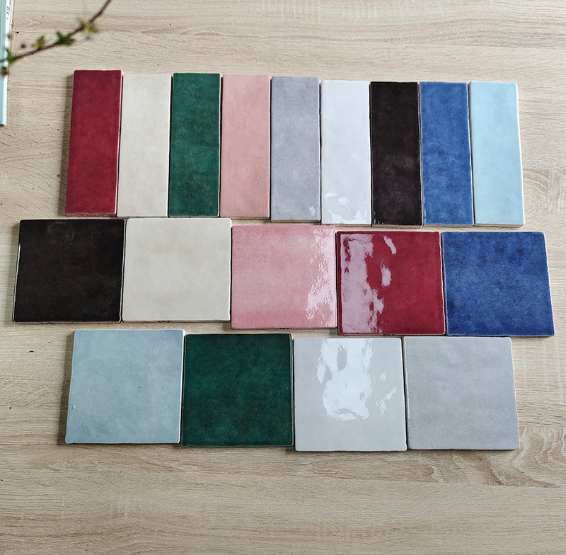 卫生间瓷砖方形釉面亮光北欧纯色渐变网红面包釉面砖