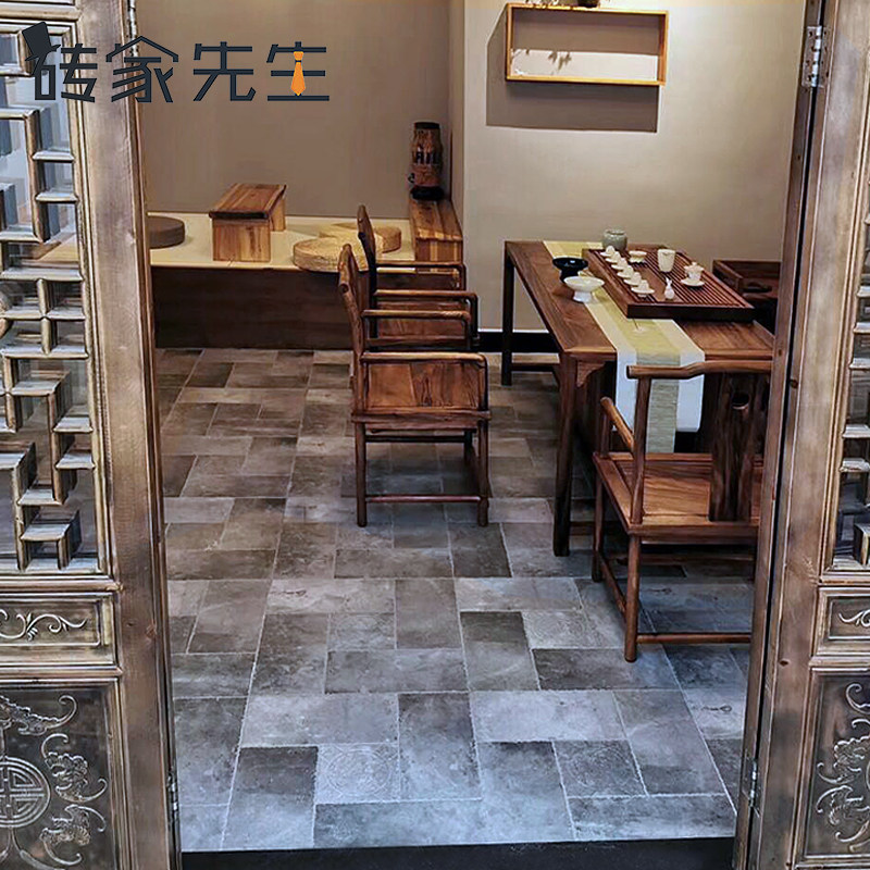 中式地砖仿古砖徽派古建600民宿青砖火锅店防滑砖客厅庭院阳台砖