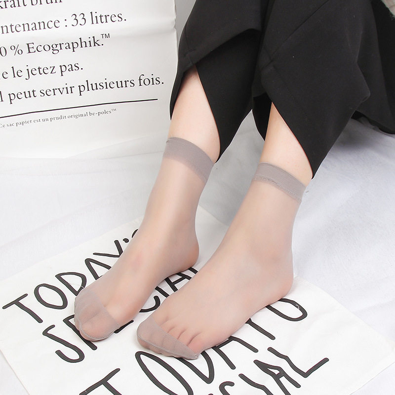 【100双装】夏季超薄水晶短丝袜短款隐形女袜透肉透明玻璃丝短袜