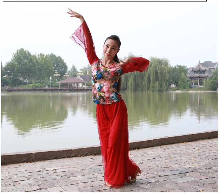 广场舞杨艺格格莲花服装红草莞儿套装34201-b44502特价广场舞套装