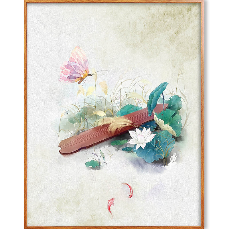 佳彩天颜diy数字油画填充色中国风古筝手绘涂色客厅diy