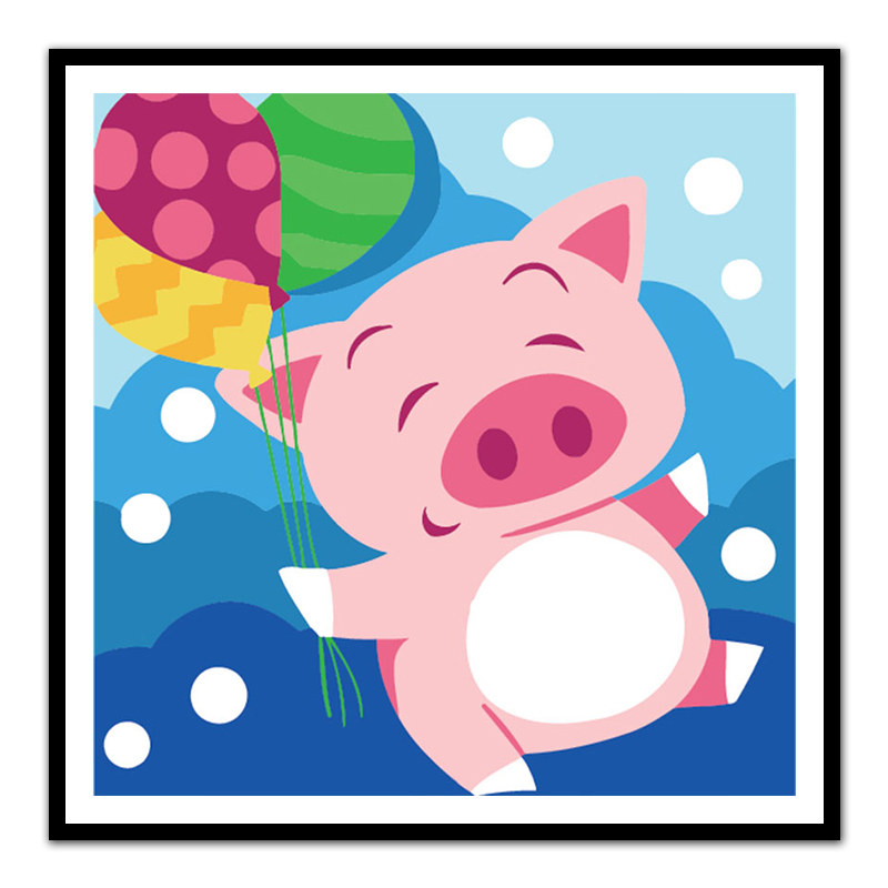 六一儿童节diy数字油画小卡卡通动物简单手绘填充涂色diy