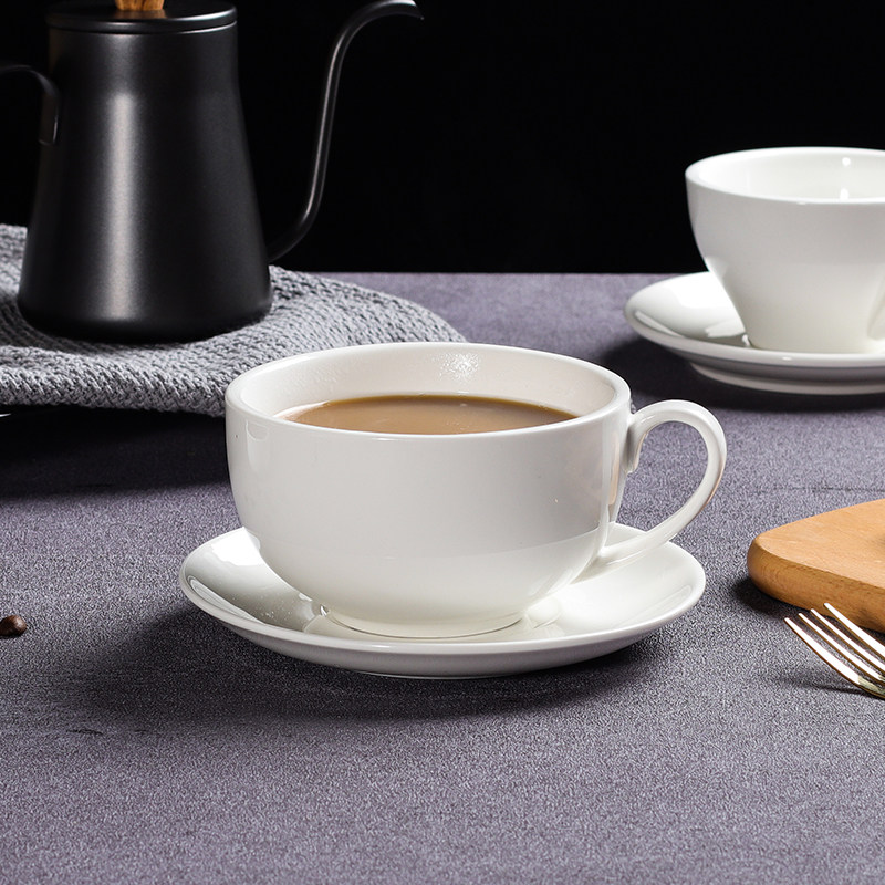 陶瓷咖啡杯套装纯白色拿铁卡布奇诺奶茶拉花西餐杯子咖啡杯