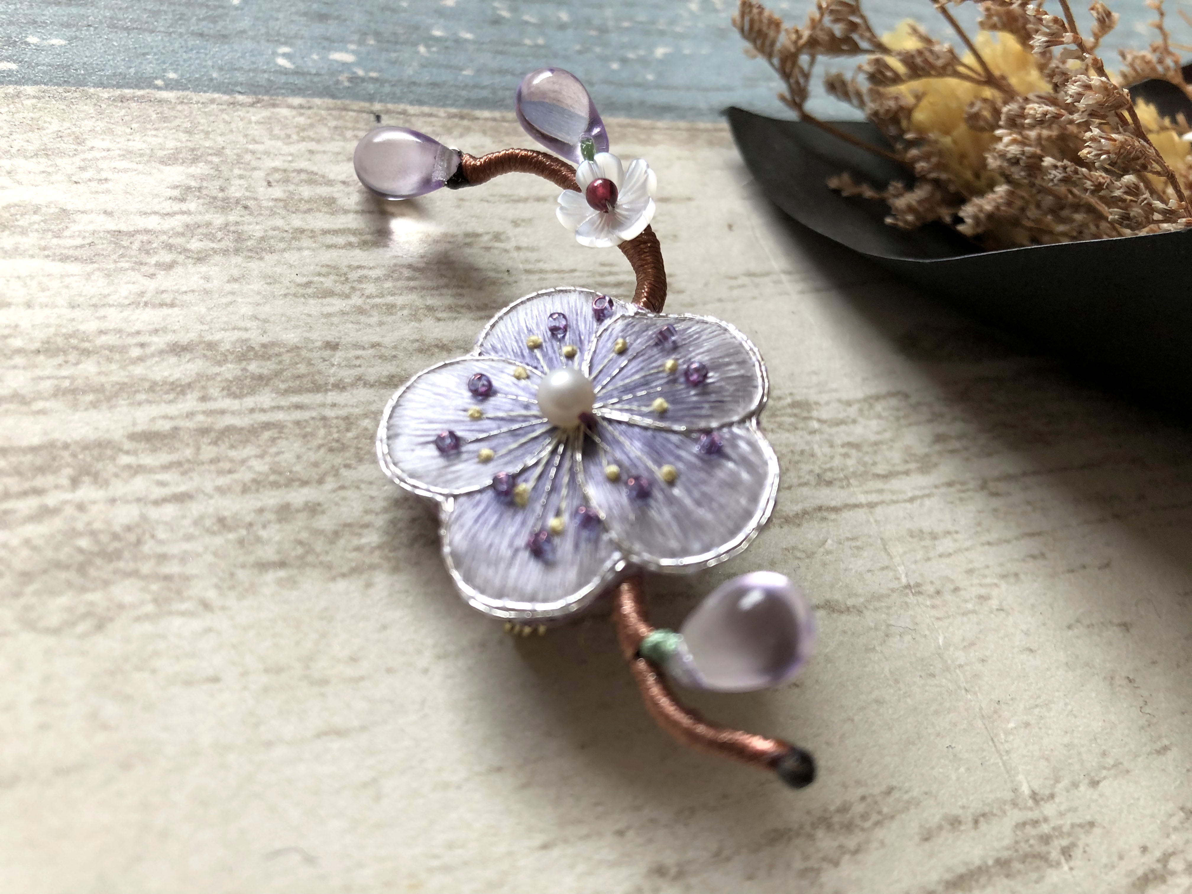 苏绣印象原创手工丝精梅花胸针中国国风特色苏绣