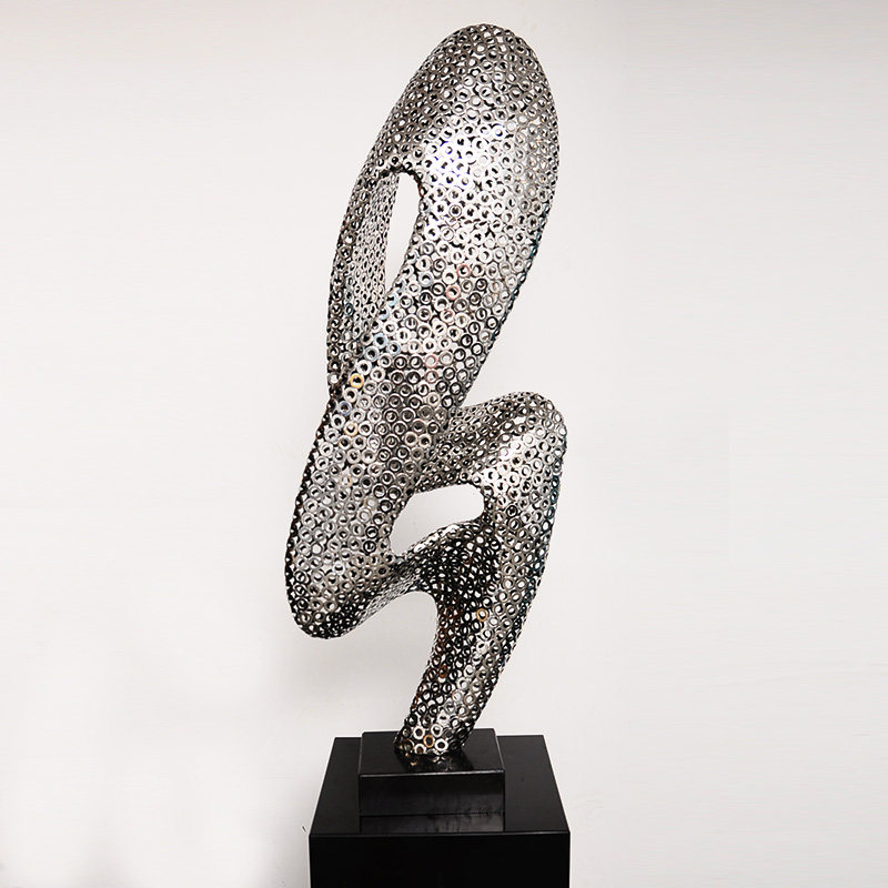 不锈钢圆片抽象雕塑摆件大件落地玄关工艺品酒店摆件