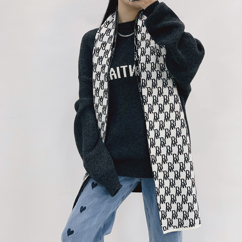 粉小we11done新款针织字母老花logo羊绒围巾冬季围巾