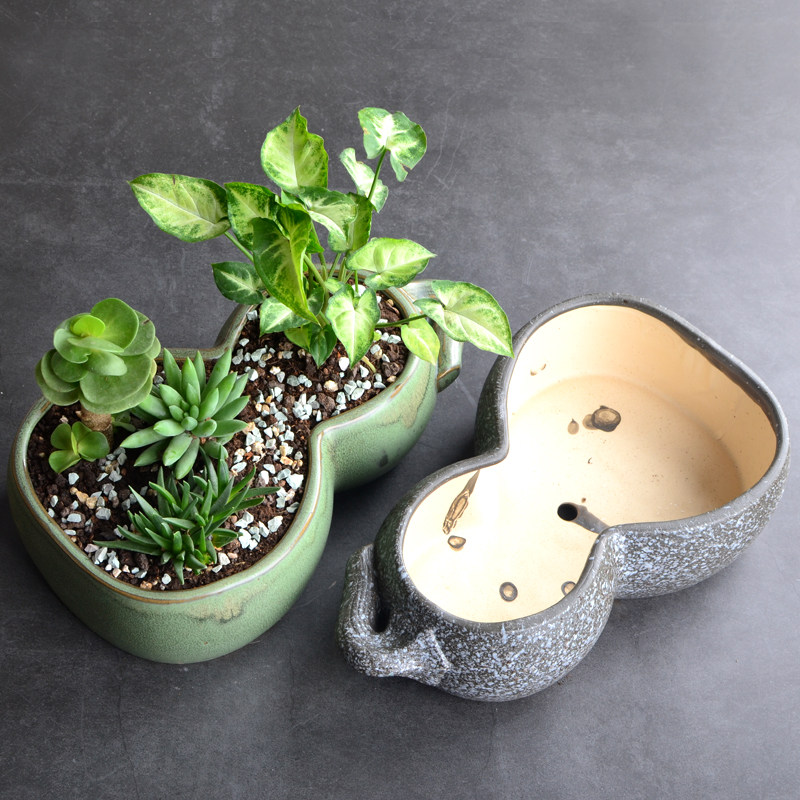 花盆葫芦多肉大号水仙水仙花陶瓷种花无孔铜钱花盆