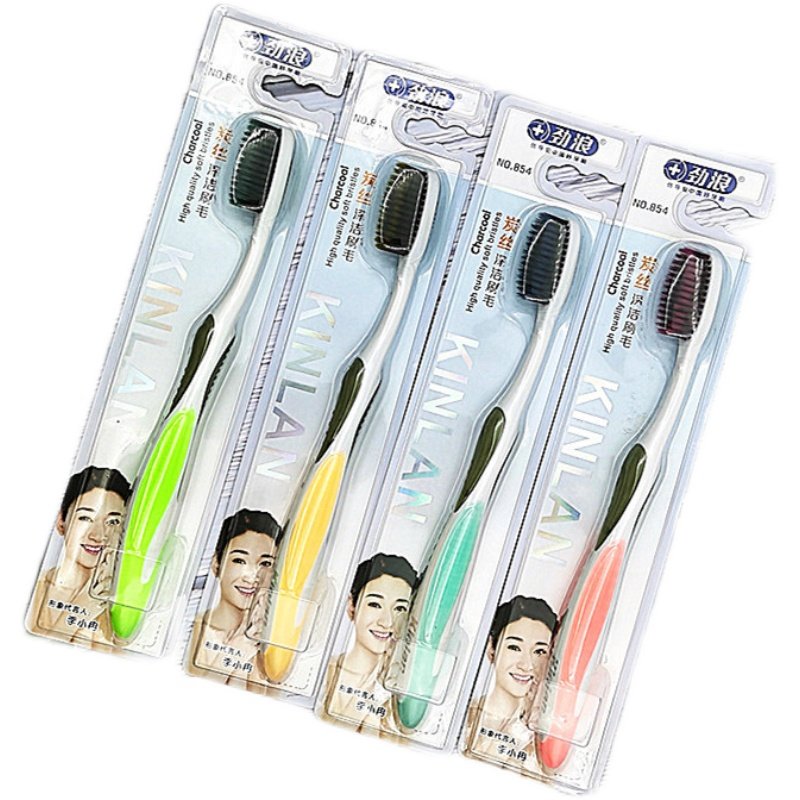 kinlan 劲浪牙刷854炭丝深洁男女成人通用超细超软10支家庭组合装