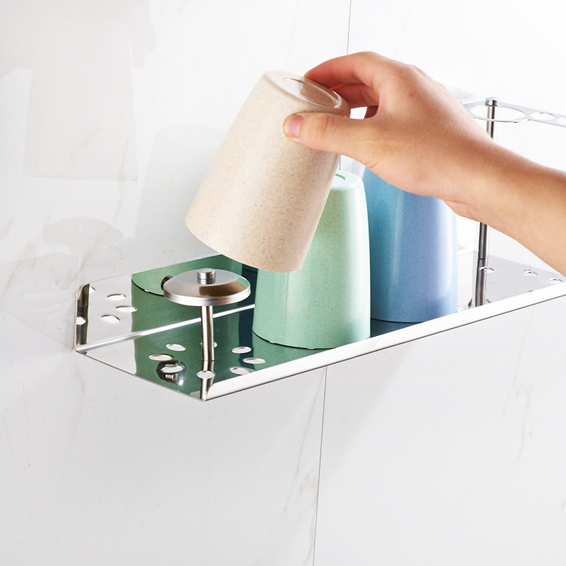 牙杯架壁挂免打孔304不锈钢吸壁牙刷架置物架免钉漱口杯创意套装