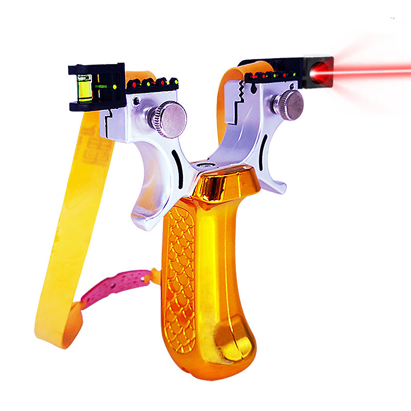 霸龙激光弹弓扁皮筋红外线高精度户外实战打按快压免绑猎光纤瞄钛