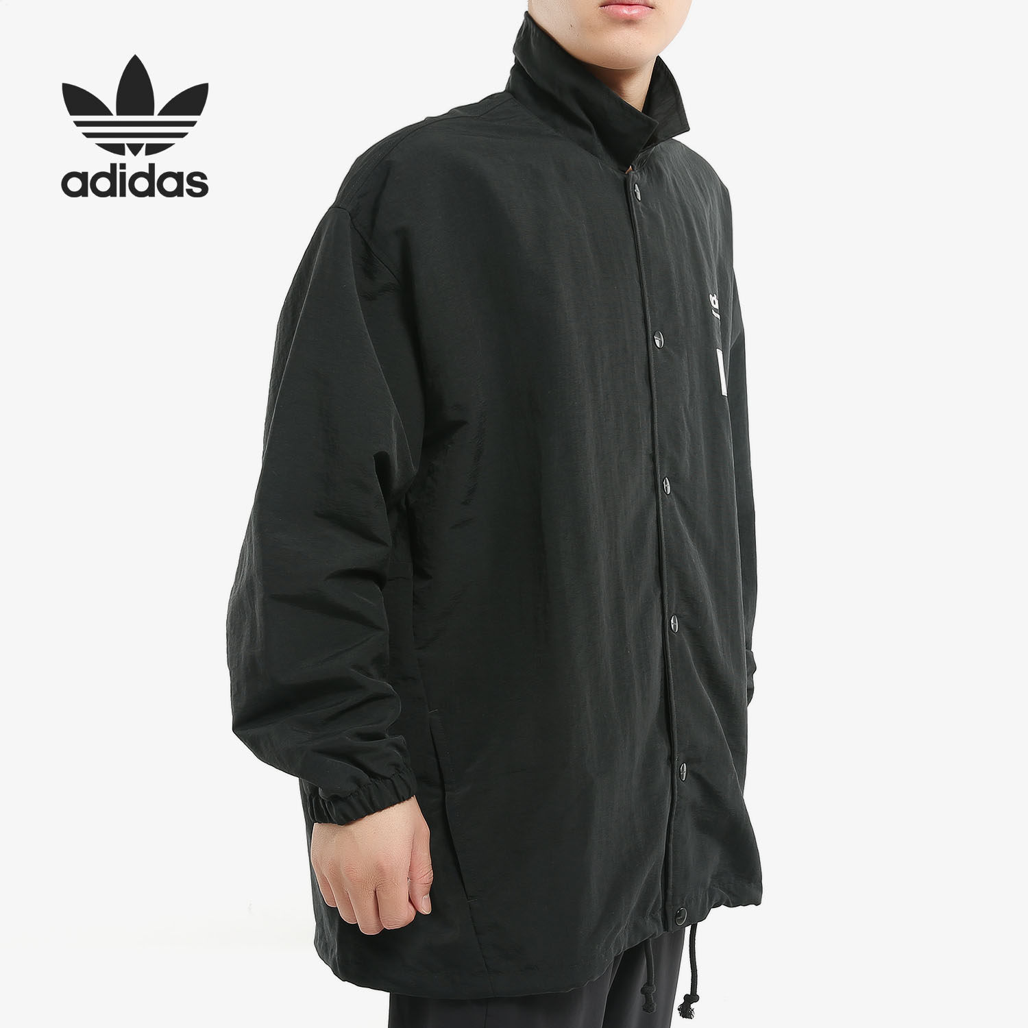 adidas阿迪达斯正品三叶草男款按扣翻领休闲教练夹克运动茄克