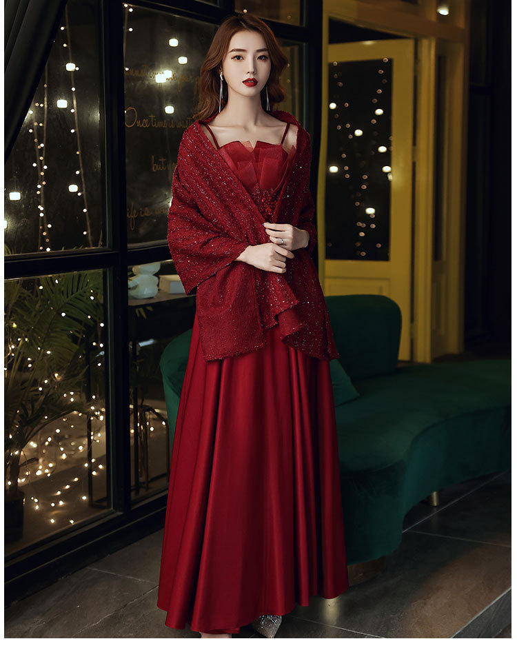 敬酒礼服结婚礼结婚气质订婚手臂红色可穿平时礼服