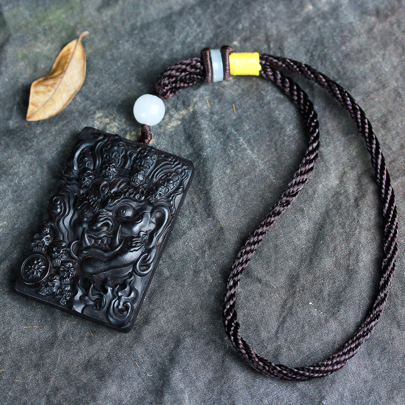 手工木雕木雕工工艺品檀大黑天无事挂件后视镜车内项坠