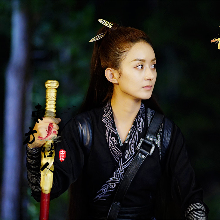 楚乔影视剧传赵丽颖星儿同款女款飞鱼黑色侠客民族服装